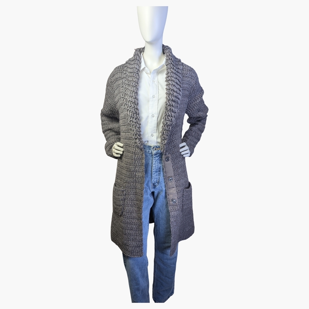 TRULY By Part Two Wool Blend Chunky Cardigan With Tie Front Belt | Size Medium - Picture 2 of 9
